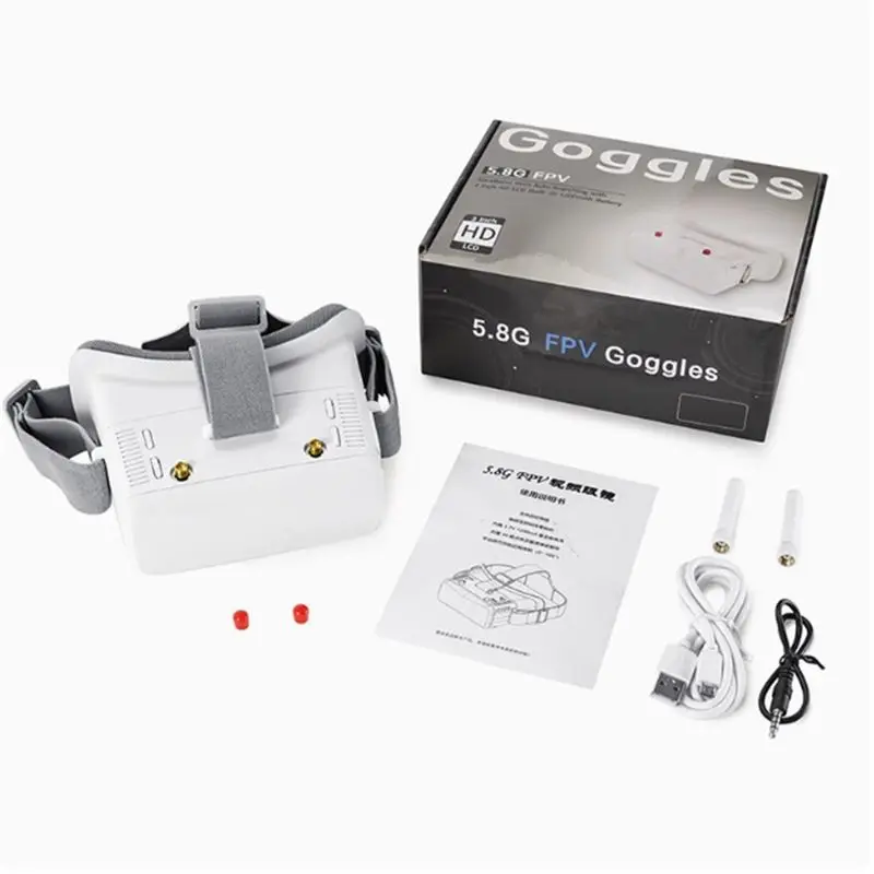 AA08-5.8Ghz VR100 FPV Goggles 40CH Dual Antenna 3 Inch Screen Focus Adjustable For Racing Drone Micro-Type Whoop