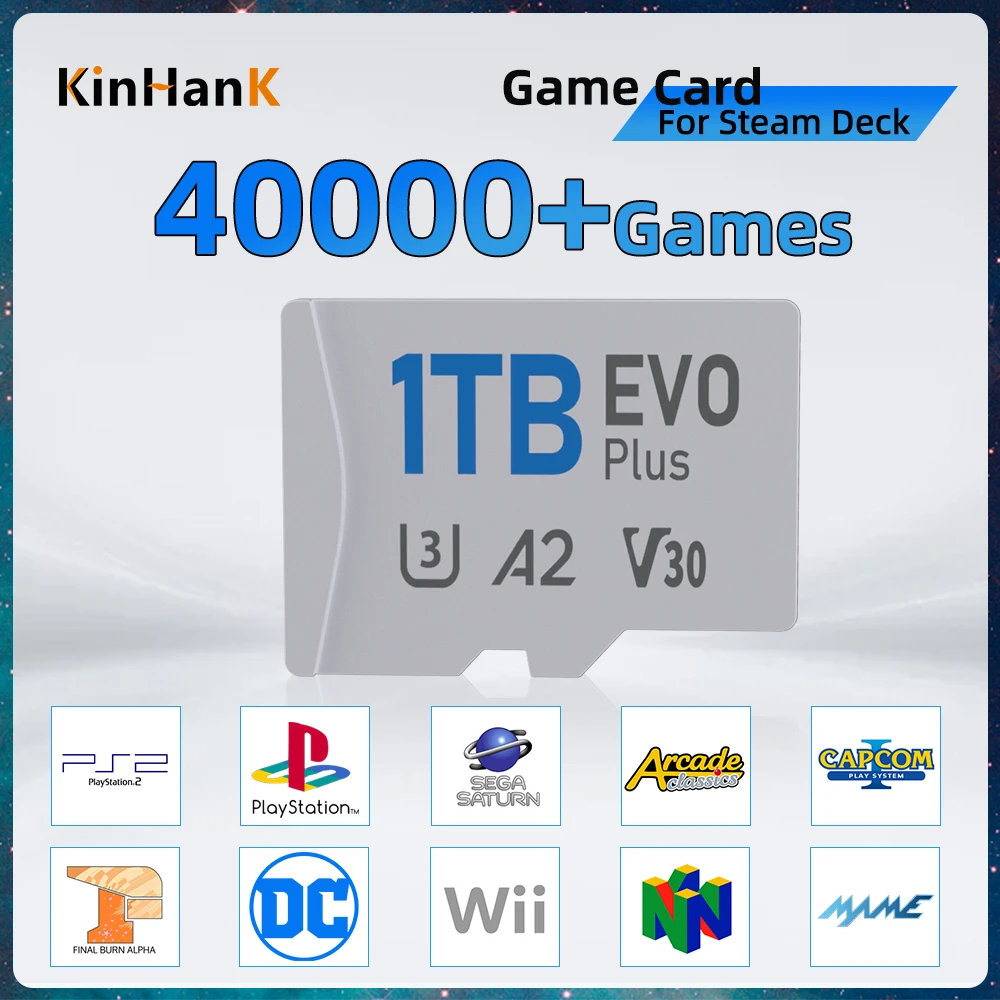 Game Card for Steam Deck with Batocera 40 Up to 40000 Retro Games 90+Emulators for PS3/PS2/PS1/PSP/WII/WIIU/SS Plug and Play