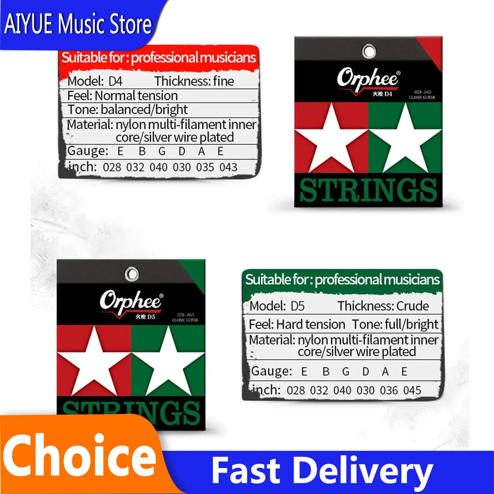 Orphee Classic Guitar Strings D Series Silver Plated Precision Winding Anti Rust Dual Coating String String Instrument Parts