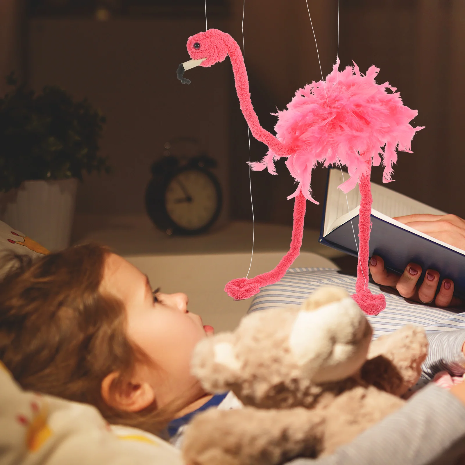 Pluche String Flamingo Ostriches Puppets Babyspeelgoed Modellering Bamboe Show Dieren Marionet Marionetten