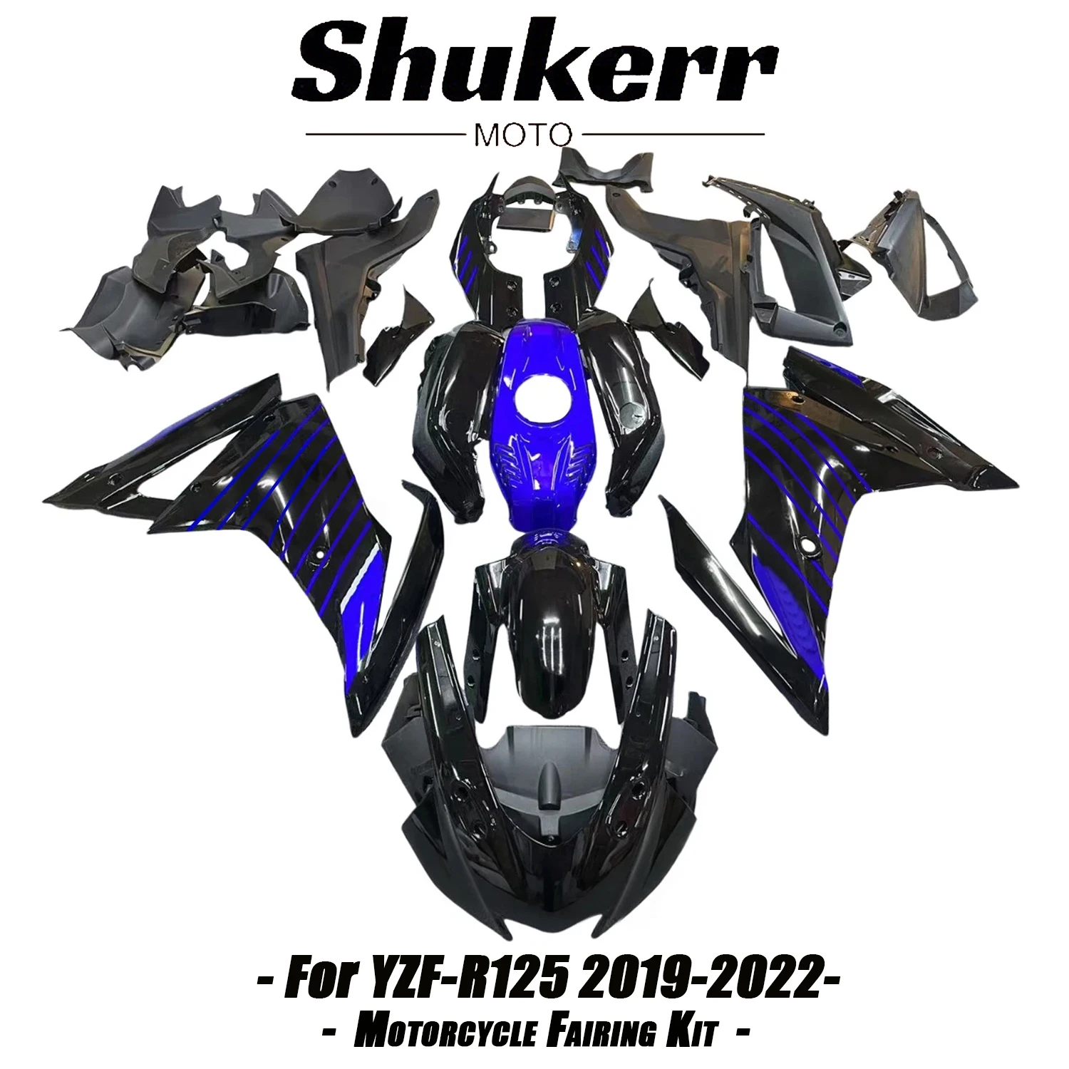 New Abs Motorcycle Plastics Fairing Kit Injection Mold Bodywork Panel Kit Fit for Yamaha Yzf R125 Yzf-R125 2019-2022 Black Blue
