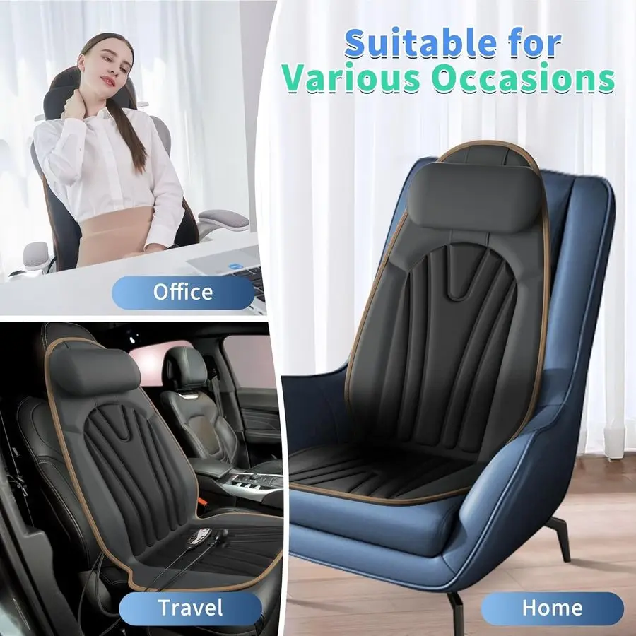 مدلك الظهر للكرسي، مدلك وسادة المقعد الساخن مع جر الرقبة، وسادة تدليك الاهتزاز لتدليك الجسم بالكامل للمكتب #5