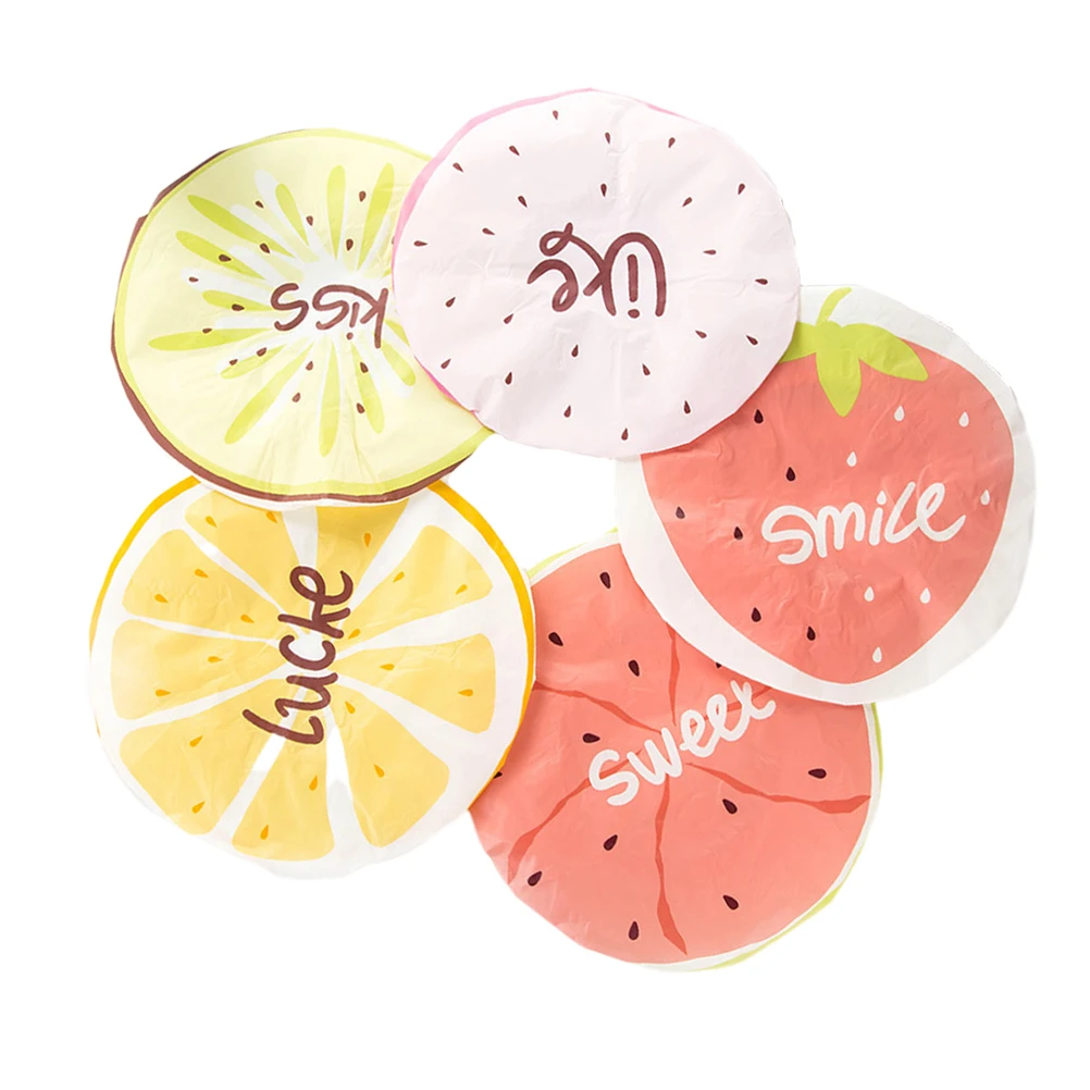 

5pcs Shower Waterproof Shower Cap Caps Waterproof Cartoon Fruit Pattern For Adults Durable Hair Protection Spa Cooking Gift