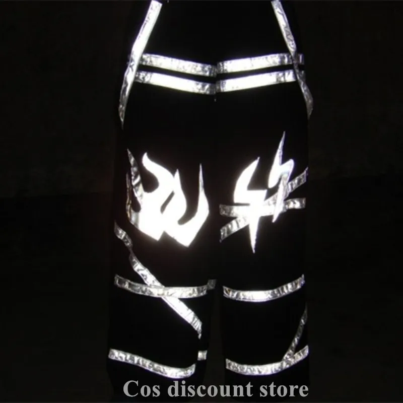 High quality Night Vision Ghost Walk Costume Reflective Pants Shuffle Ghost Dance Pants Luminous Pants Dancing Casual Trousers