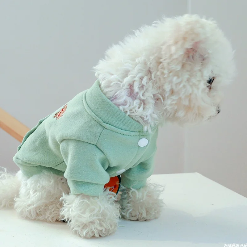 1PC Pet Clothes Cat Autumn/Winter Thickened Green Tie Dog Coat Suitable for Small and Medium sized Dogs