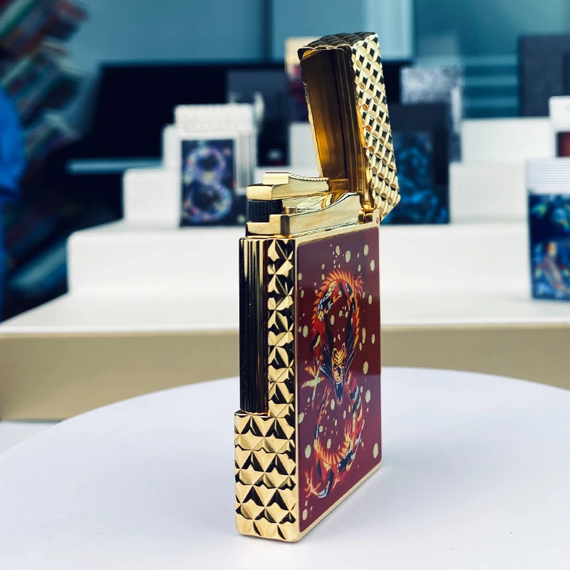 New commemorative edition single and double flame luxury lighter Ping Sound natural paint cigarette smoking butane lighter 11806