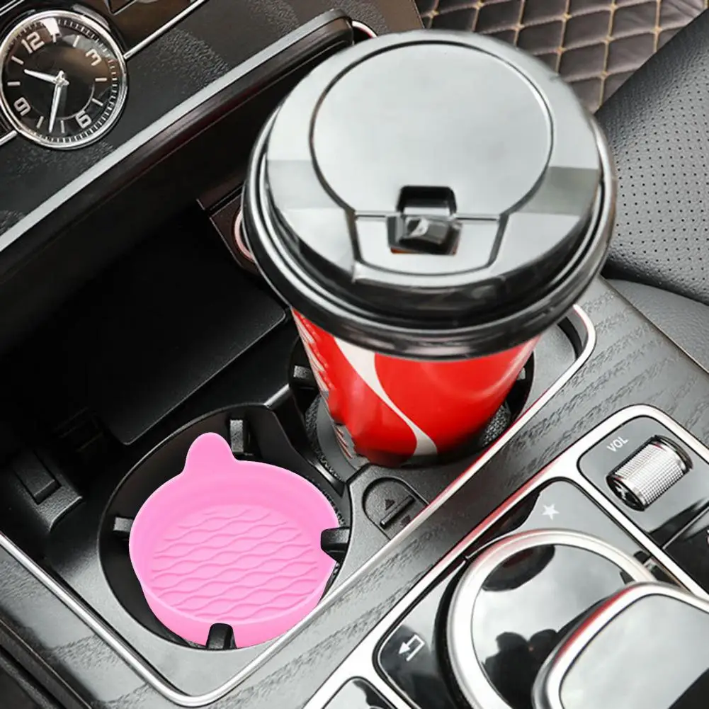 Car Cup Coaster Silicone Non-Slip Water Cup Mat With Finger Groove Design Washable Car Cup Holder Auto Interior Accessories