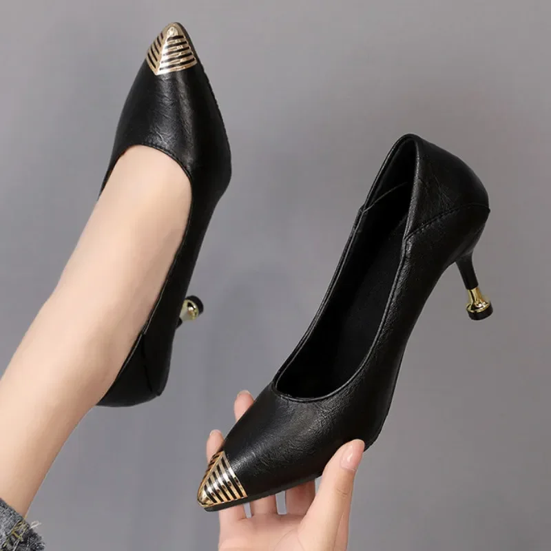 sapatos femininas women cute sweet light weight office black patent leather slip on stiletto heel shoes lady cool pumps b693