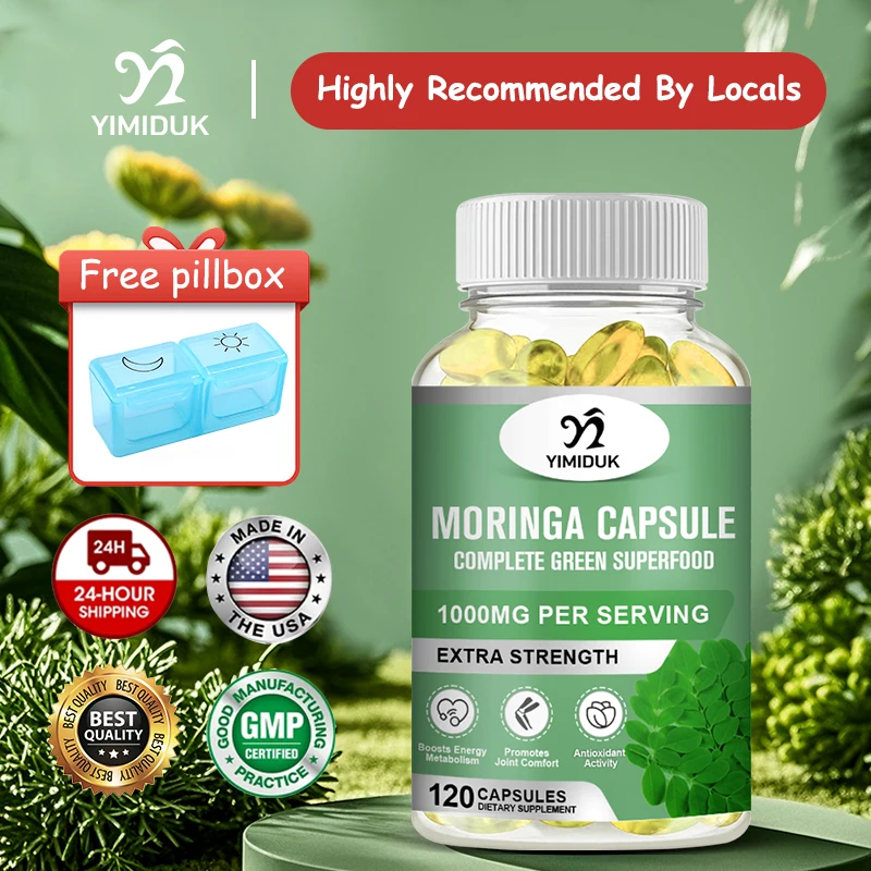 

Yimiduk Natural Moringa Oleifera Capsules, Support Skin Glow, Energy & Blood Sugar Balance, Booster Metabolism, Immune Defense
