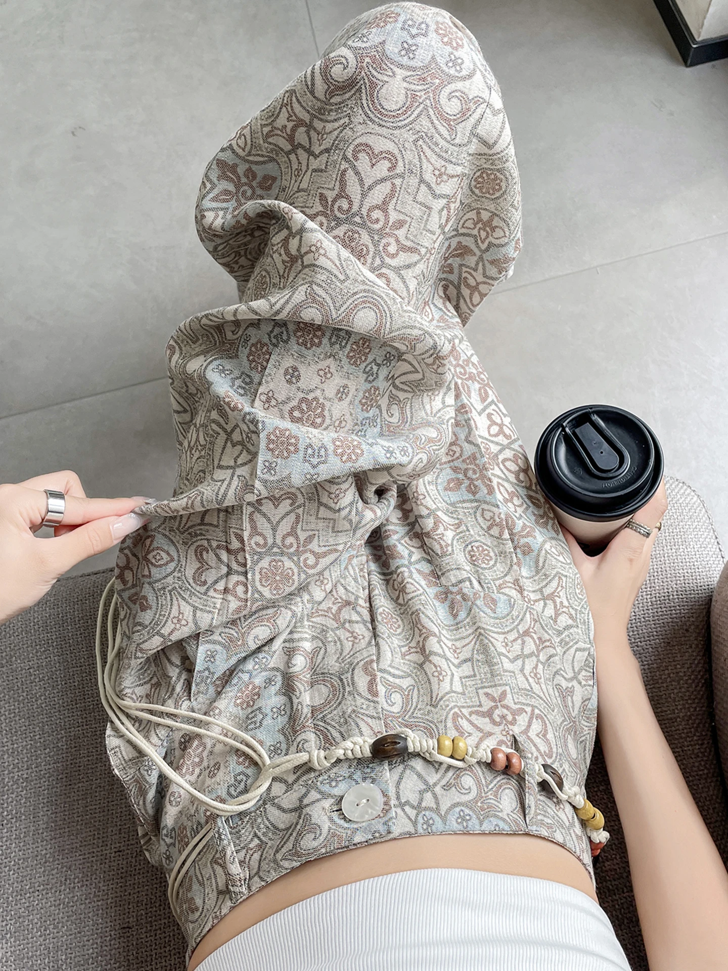 

Женские летние брюки с высокой талией и широкими штанинами, новая модная коллекция, свободные, из хлопка и льна, солнцезащитные, повседневные, в пол, с принтом