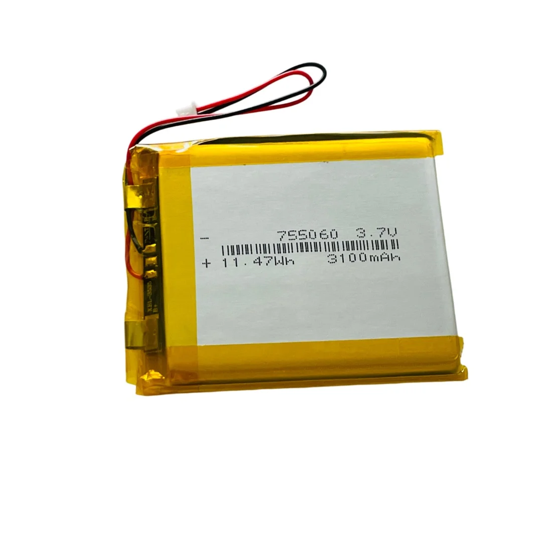 755060 3.7V 3100mAh Polymer Lithium Battery Built‑in Protection for Heating Vest Infrared Device