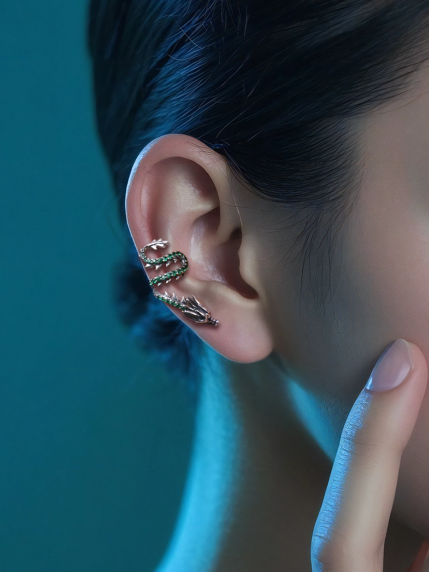 Yuki Original Dragon Shape Silver Earrings Pure Silver No Piercing Bone Clip-On Dark Style Fashion Jewelry Unisex