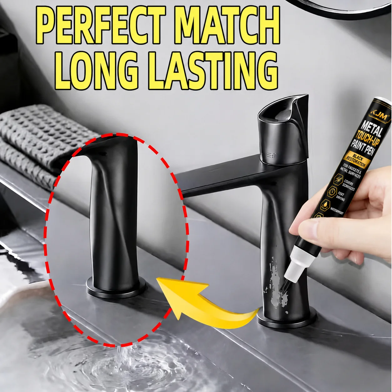 Black Marker Pen Repair Pen For Taps Kitchen Bathroom Surfaces Smooth Flowing Ink Professional Drawing Artistic Creation
