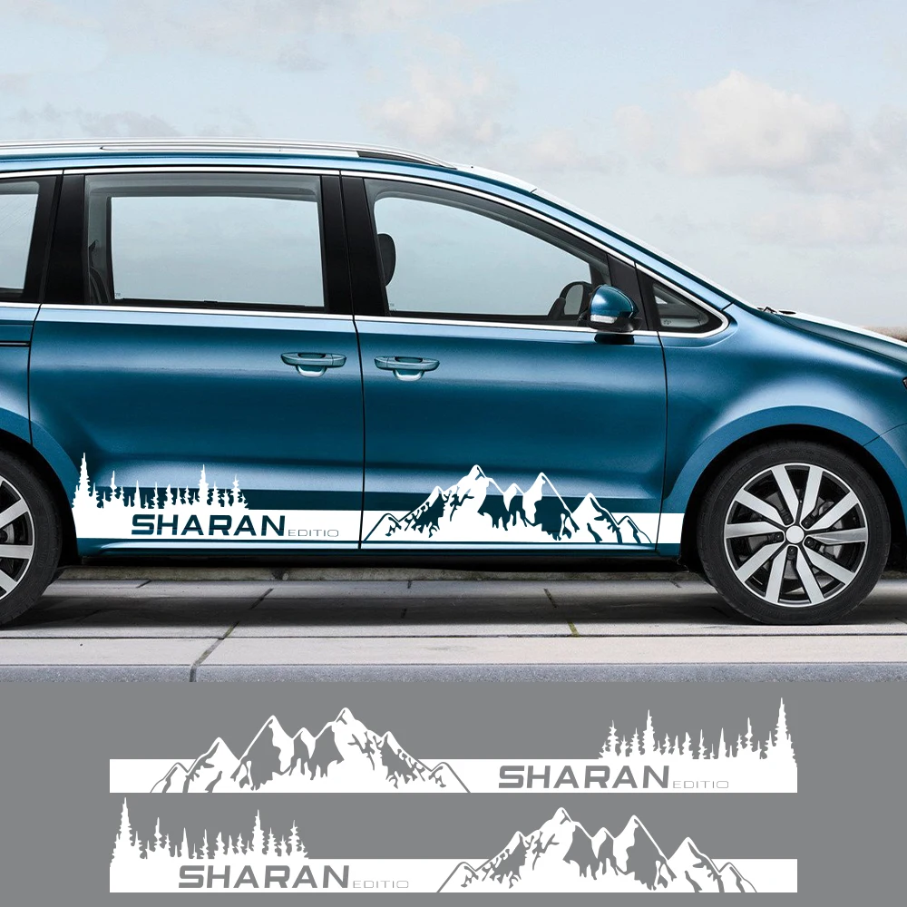 

2PCS Car Side Door Stickers For Volkswagen VW Sharan Camper Van Vinyl Decals Mountain Graphics Tuning Accessories