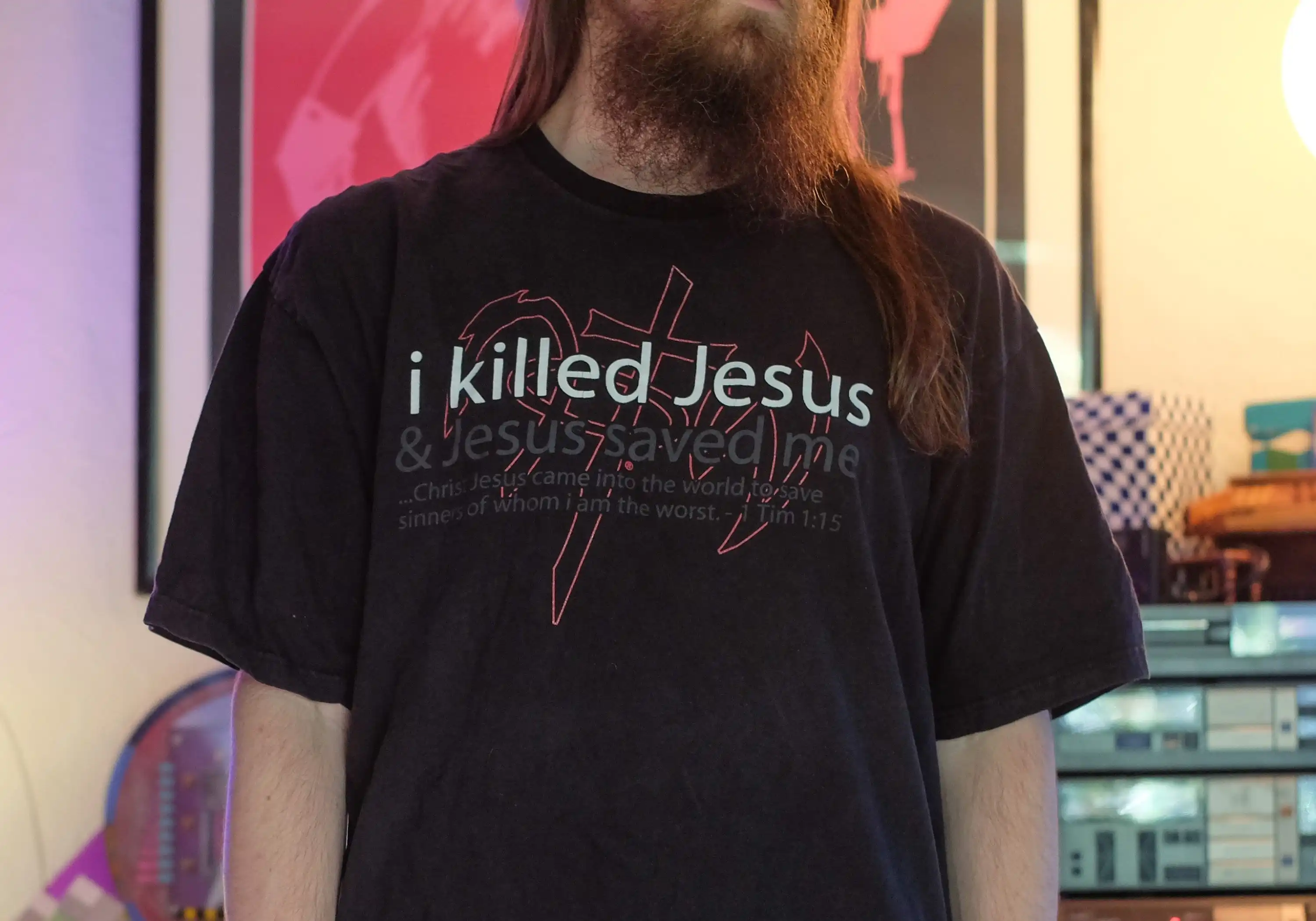 Винтажная черная футболка с надписью ранним 00 сек, жесткий христианский сердечник, я убил Иисуса и сэкономил меня