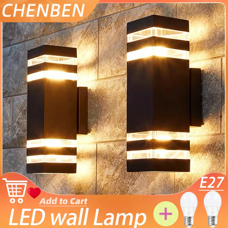 LED Wall Light Outdoor AC 220V-110V Waterproof E27 Lamp Bulb Modern  Interior Living Room Home Decoration Stairs Garden Decorate