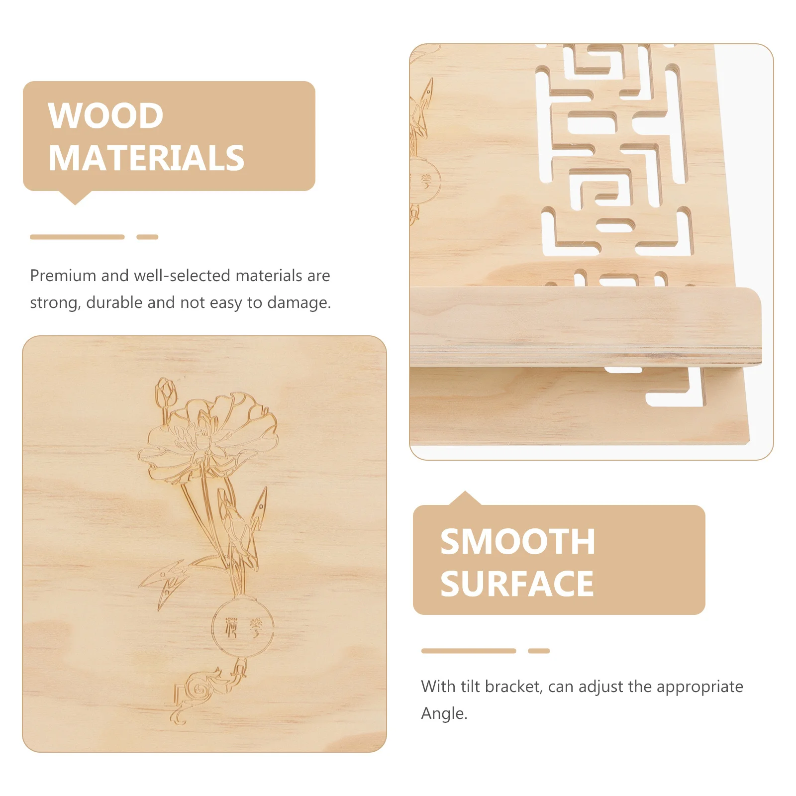 

Wooden Book Portable Reading Stand Adjustable Tablet Support Musical Sheet Reading Holder Rack For Music Sheet Book Desktop