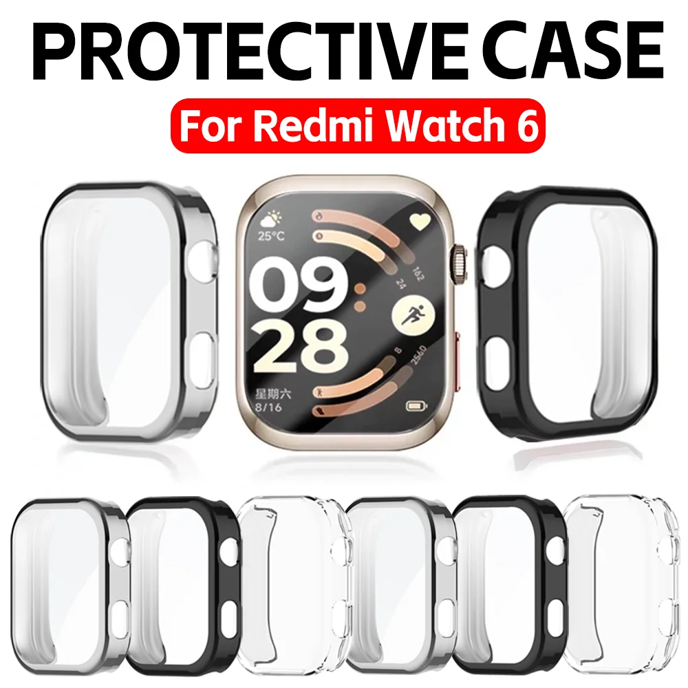 Hard TPU Case for Redmi Watch 6 Screen Protector Protection Bumper Film+Case Anti-Scratch Cover for Redmi Watch 6 Shell