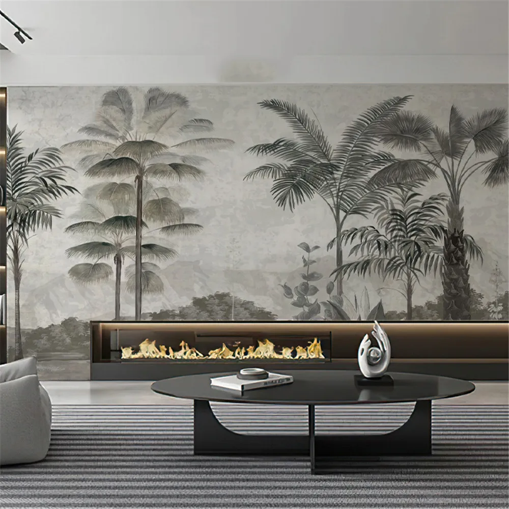 Custom Vintage Brown Tropical Plant Leaves Wallpaper Modern Photo Art Living Room Bedroom Decor Brown Leaves Murals wall paper