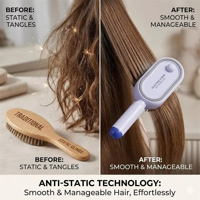 3 in 1 Electric Spray Air Cushion Massage Hair Brush Steaming Hair Straightener Brush Hairdressing Steam Brush Massager Combs