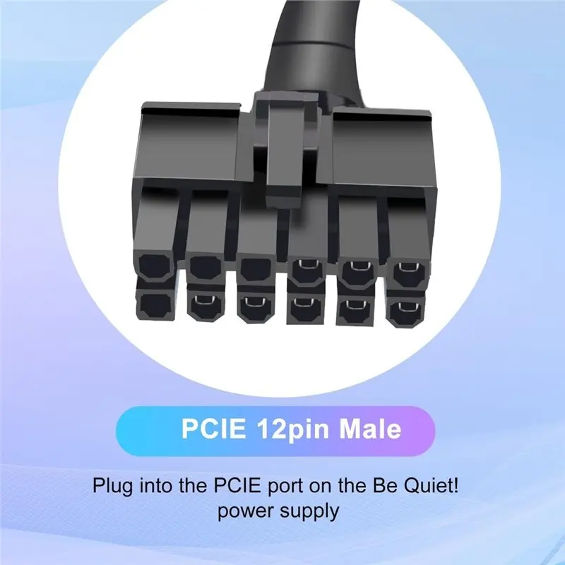 ABJG-PSU 12 Pin Male To Pcie 8 Pin (6+2) Male GPU Power Adapter Cable For Be Quiet 12Pin To Pcie 8Pin Power Cable