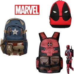 Marvel Cartoon Captain America Deadpool Fashion Trend Travel Outdoor Lightweight Personalized Creative Student Cotton Backpack