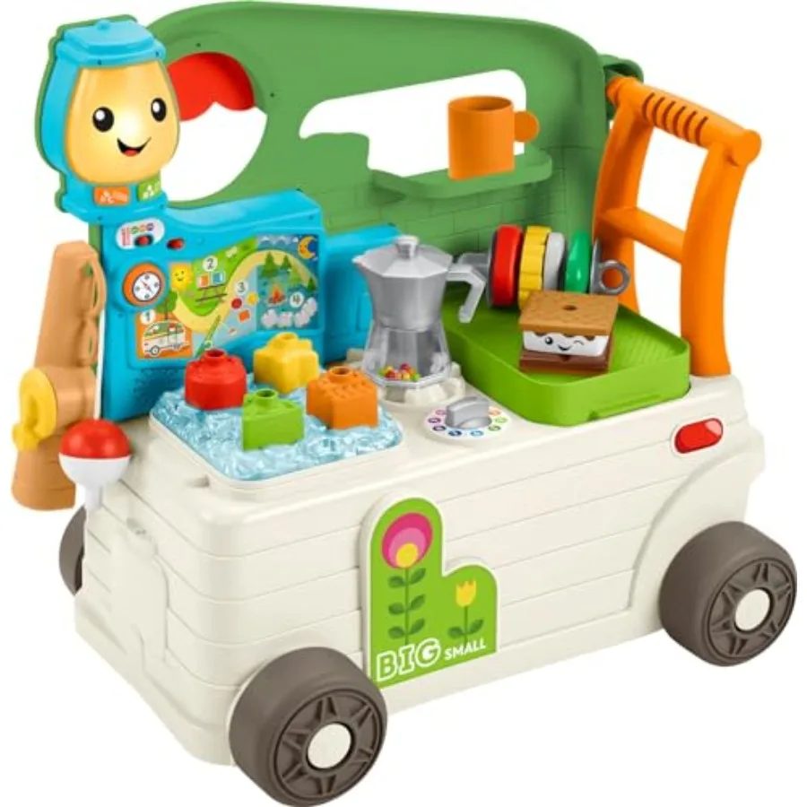 

On-the-Go Camper Walker Activity Center for Babies 9+ Months Tan/Green Fabric with Durable Plastic Laugh Learn Smart Stages Lea