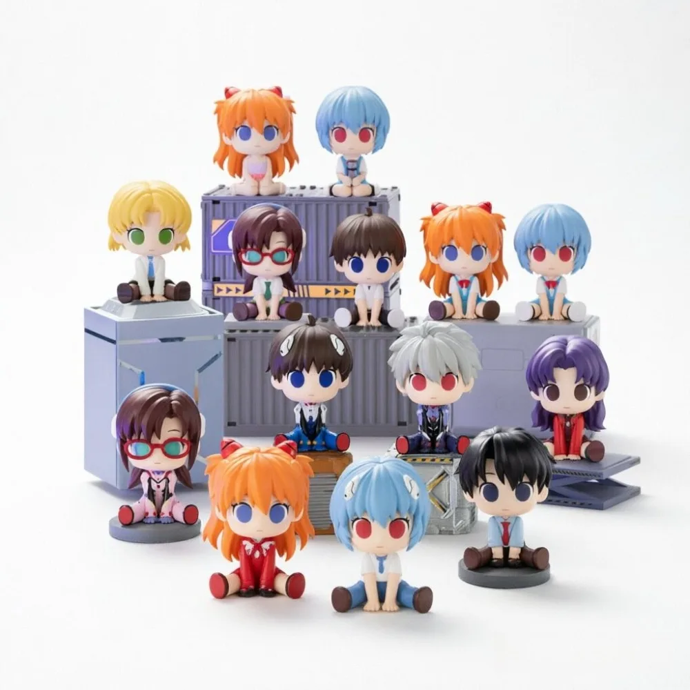 Neon Genesis Evangelion Blind Box Asuka Rei Chibi Figure Kawaii Desk Decor Collectible Mystery Box Toy Surprise Birthday Gift