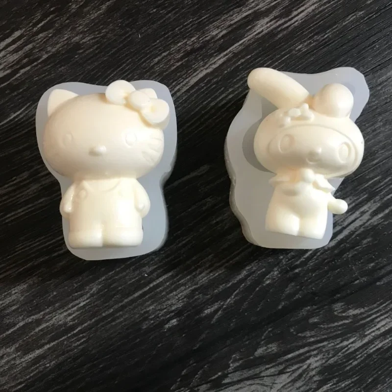 Sanrio Hello Kitty Melody Soap Mold Cartoon Handmade Soap Making Silicone Mold 3D Diy Cake Chocolate Ice Cube Baking Candle Tool