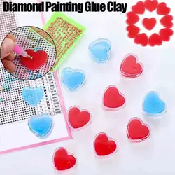 3pcs/6pcs Heart-Shape Diamond Painting Glue Clay Diamond Embroidery Point Drill Pen Sticking Nail Art Drill Mud Accessory