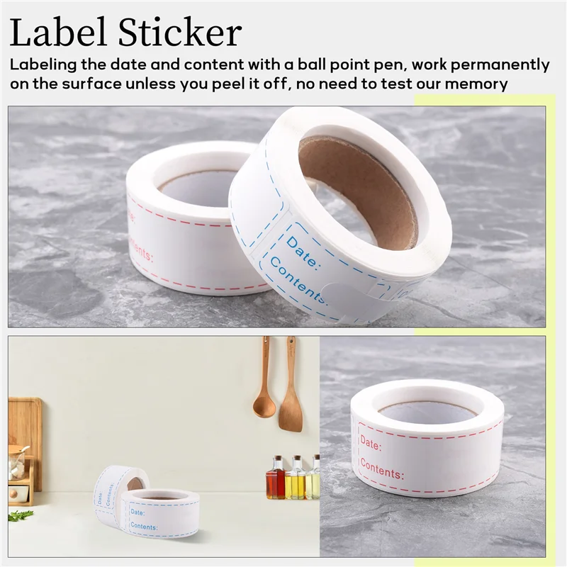 Y50A-300Pcs ملصقات الفريزر القابلة للإزالة 1 × 3 بوصة ملصقات تخزين المواد الغذائية، ملصق ورقي لفريزر الثلاجة سهل التنظيف #2