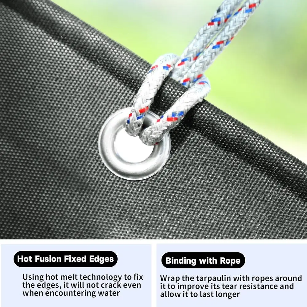 10x12 قدم. قماش قماش عالي التحمل مقاوم للماء مع حلقات وحواف معززة للاستخدام الخارجي #3