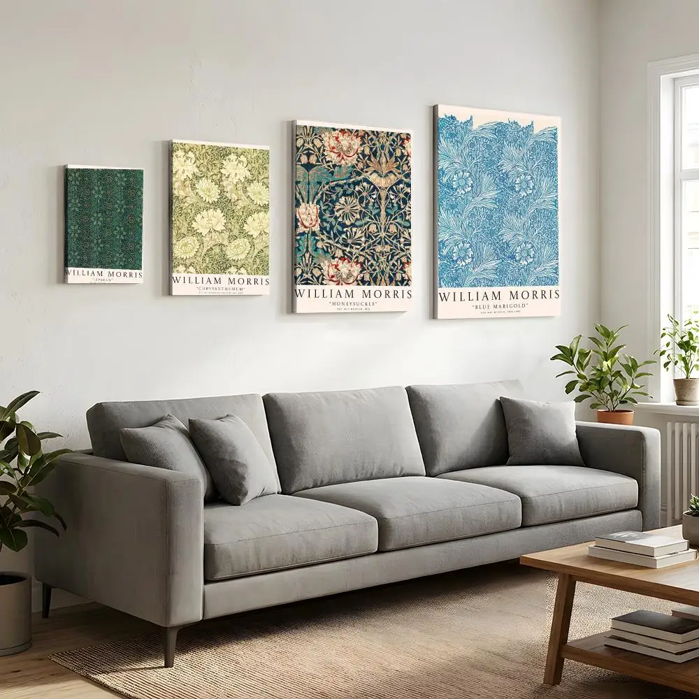 Renowned artist William Morris Framed Wall Painting HD Canvas Wall Art | Optional Framed/Unframed | Modern Entryway Home Decor