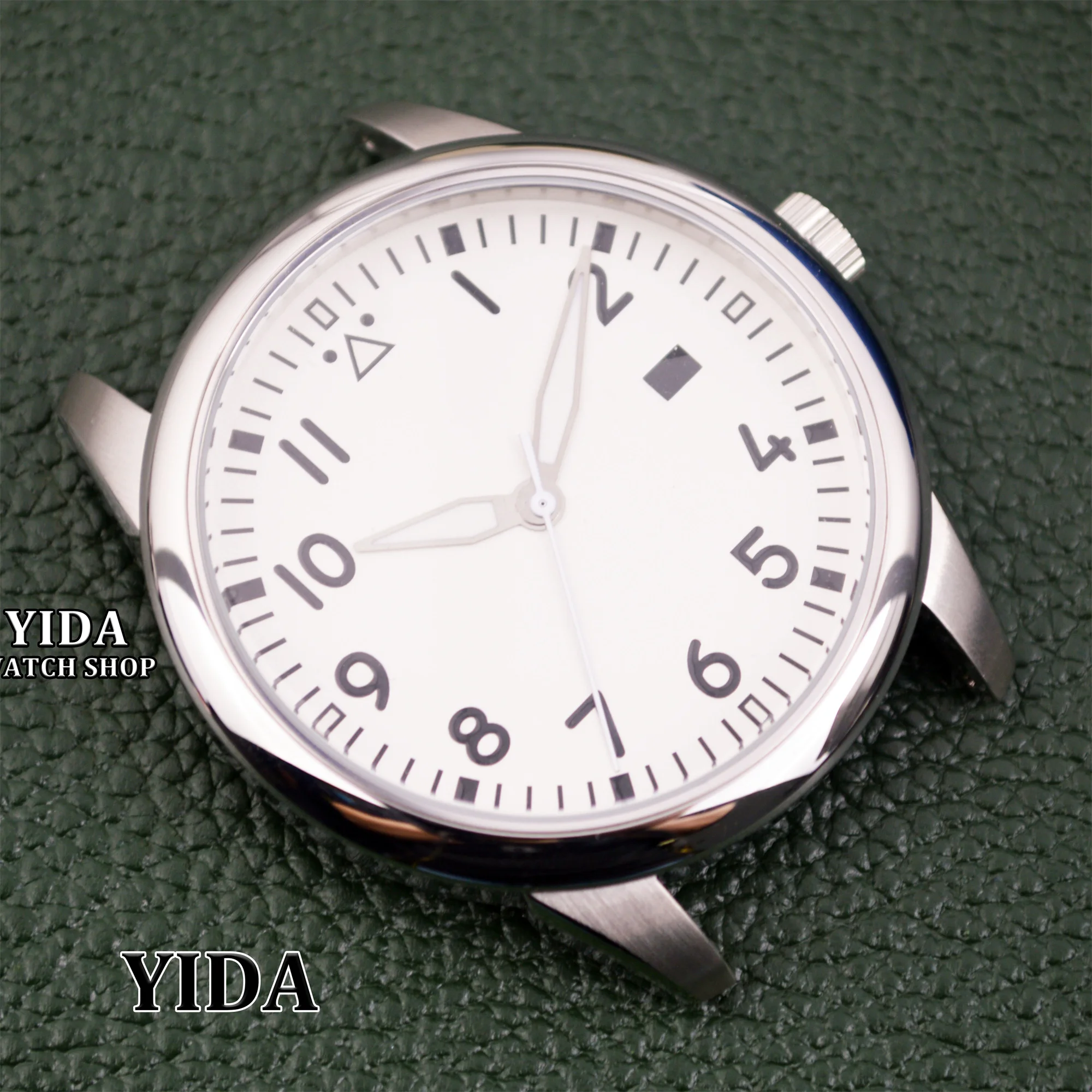 

42.7mm Watch Case Dial Hands Stainless Steel Waterproof Case Green Luminous Dial Pointers for Mark XX fit NH35 Movement MOD Case