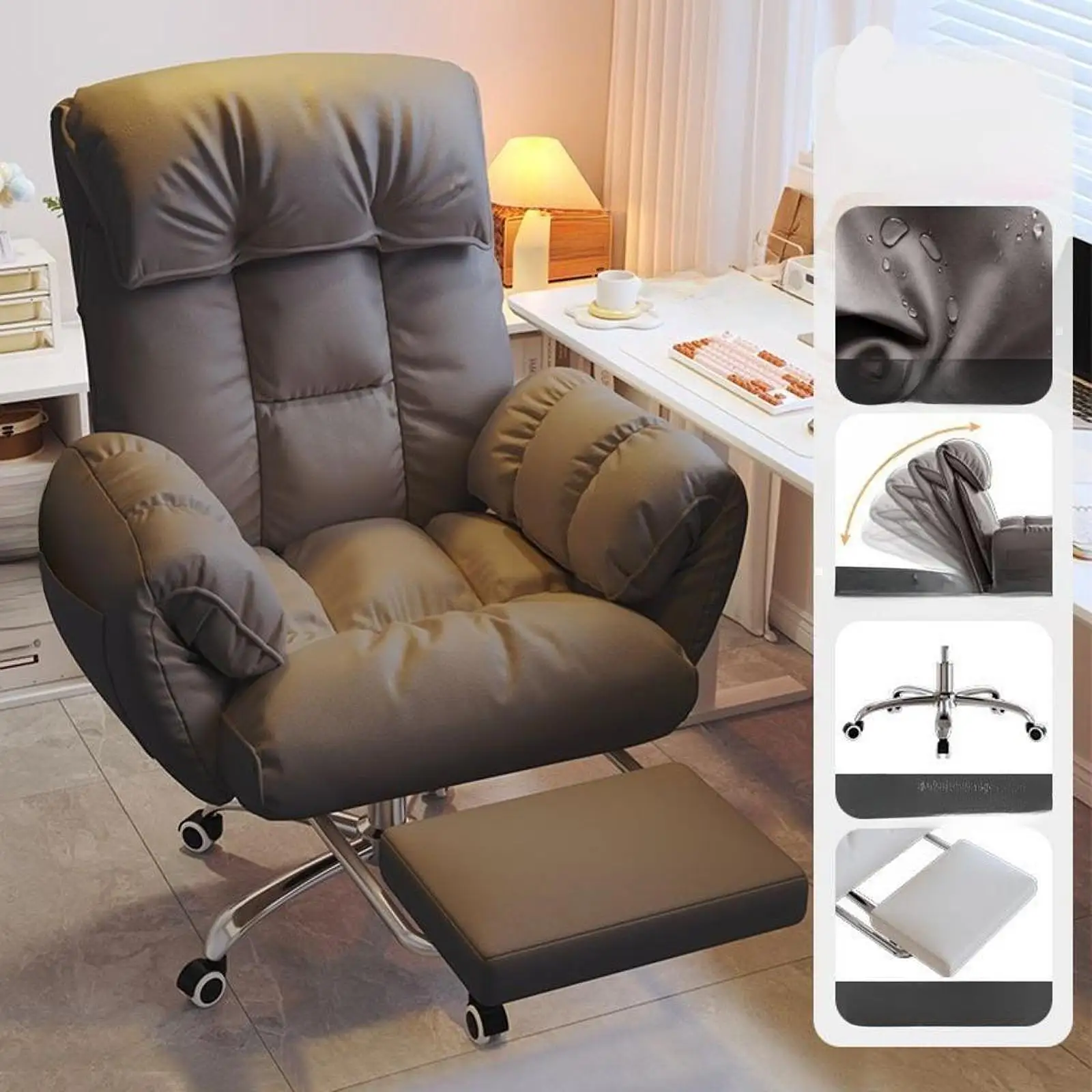 Computer Chair Rotatable Swivel Recliner Executive Gaming Chair Adjustable Lumbar Support Ergonomic for Bedroom Home Office