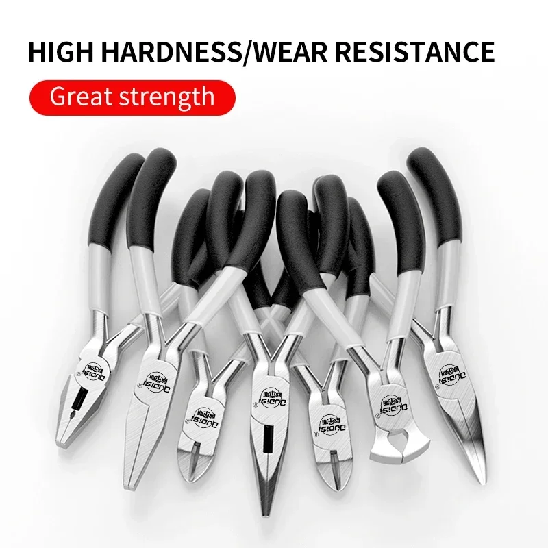 8 Pcs/Set Carbon Steel Jewelry Plier Sets Mini Jewelry Pliers Flat Nose / Sharp-Nose 5inch Mini Diagonal Pliers  Hand Tools Kit