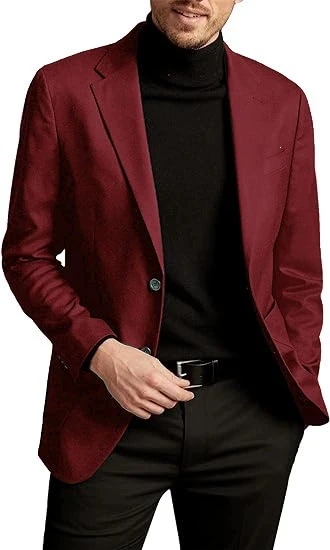 Men's Solid Color Blazer Single Button Notched Lapel Casual Suit Jacket Slim Fit Business Wedding Party Formal Coat Multi Color