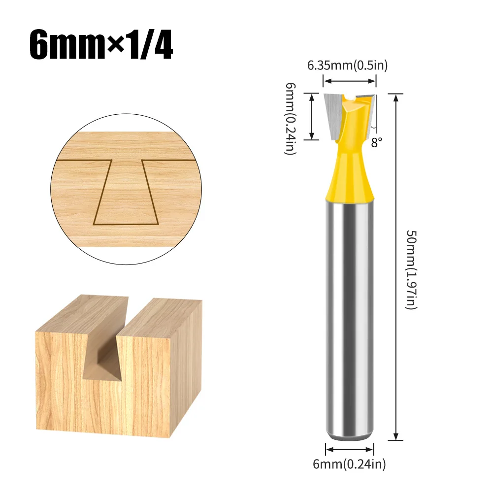 

6mm Shank Dovetail Router Bit for Beehive Box Small Dovetail Cutter Set for Woodworking Joinery Tenon Making