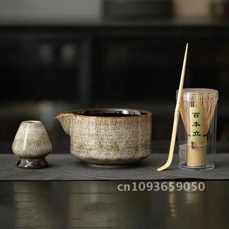 

Kit 7Pcs Handmade Home Easy Clean Matcha Tea Set Tool Ceremony 4pcs Gift Traditional Stand Whisk Accessories Scoop Japanese Bowl