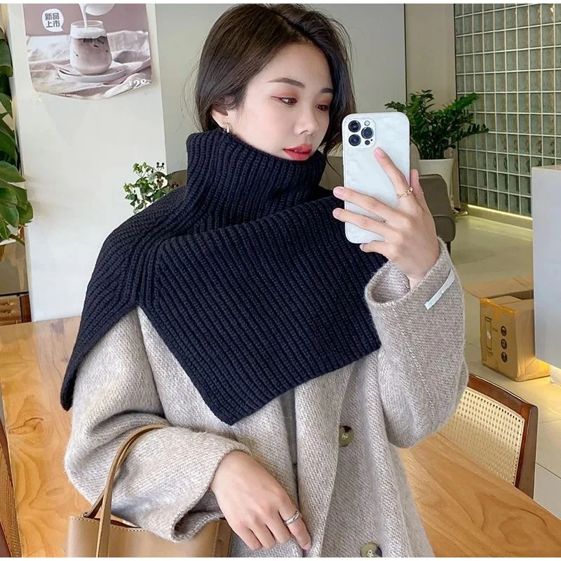 Scarf Women Pullover Sweater Knitted Shawl Korean Versatile Neck Cover Knitted Shawl High Neck Camisole Shawl Clothes Accessory
