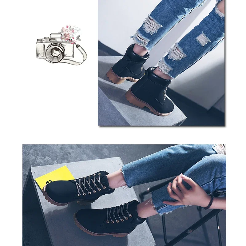 2024 Winter Shoes Women Snow Boots Thick Sole Fashion Ladies Ankle Boots Brand Non-slip Plus Size 41 Black Pink White D158