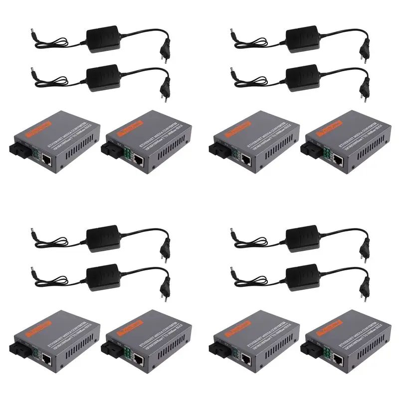 【oferta-de-aniversario】4x-convertidor-de-medios-de-fibra-optica-gigabit-htb-gs-03ab-1000mbps-monomodo-fibra-unica-fuente-de-alimentacion-externa-e