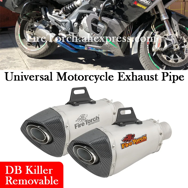 

Slip-On 51MM Universal Motorcycle Exhaust Pipe Modify Escape Moto Muffler Bike Tube For KTM DUKE 125 390 CBR500 GSX-R1000 BK750