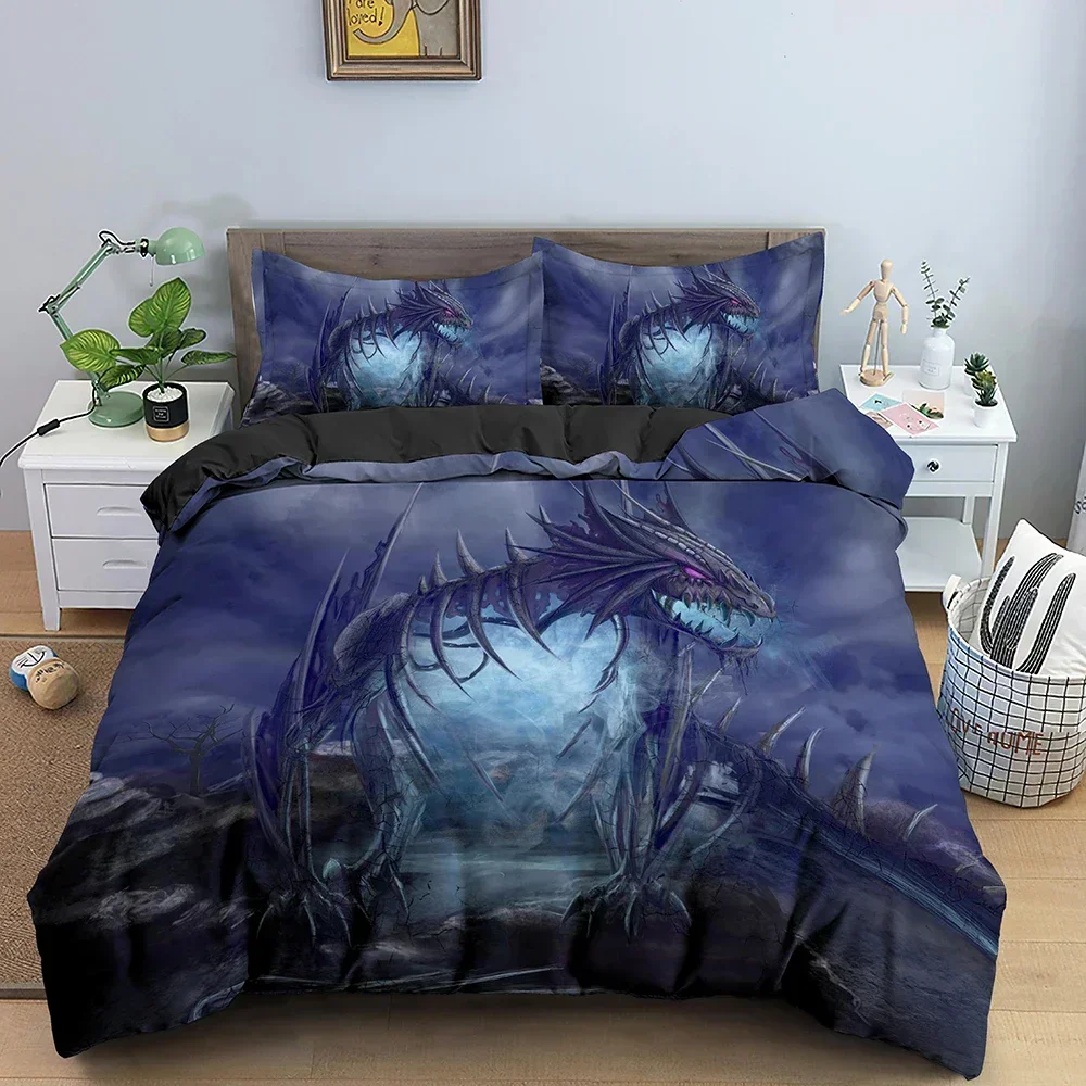 

Luxury New 3D Print Western Dragon Duvet Cover Set Pattern Printed Bedding Sets With Pillowcase Quilt Covers Bedroom Decor