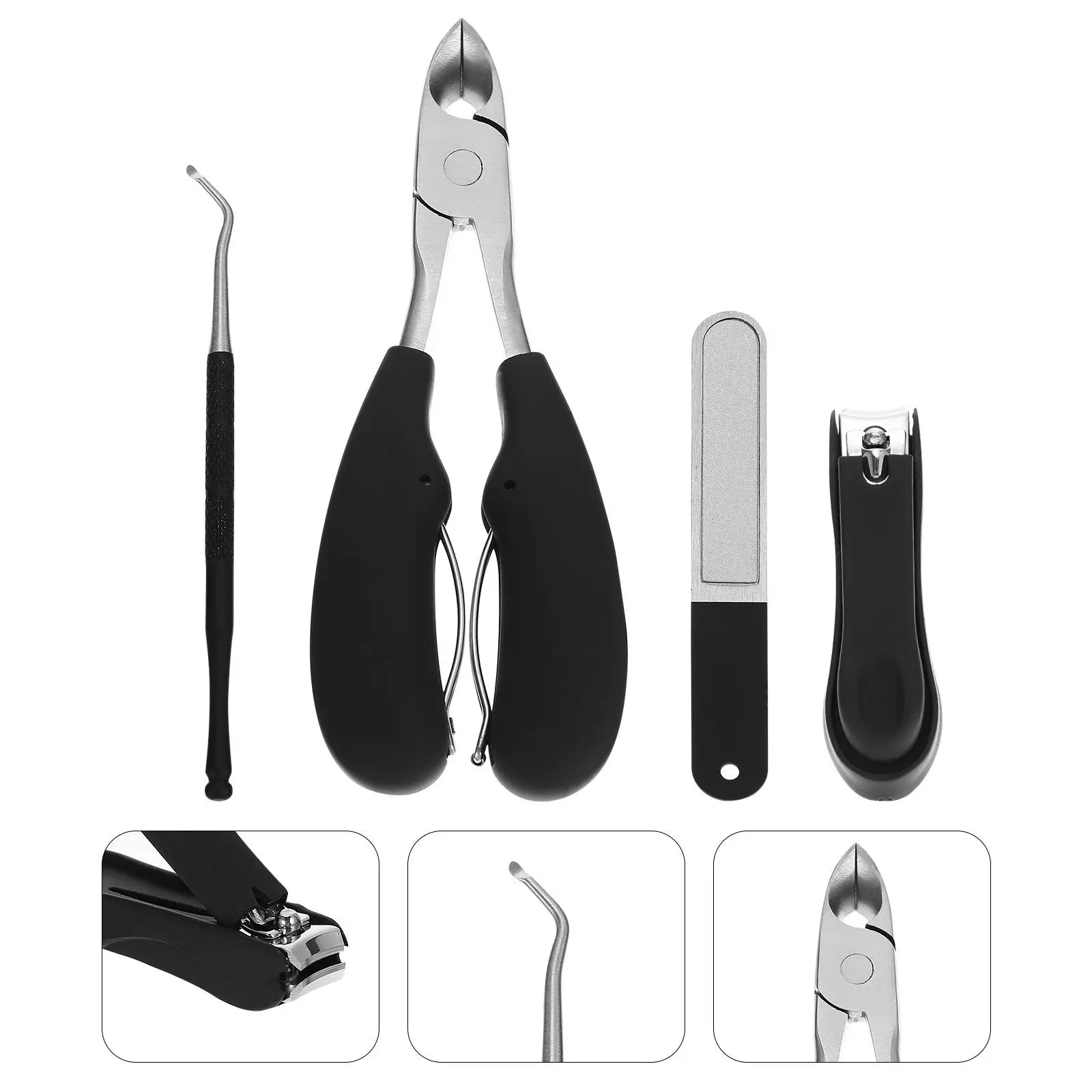 

1Set Stainless Steel Plastic Nail Clippers Set Ergonomic Non-Slip Pedicure Trimmer Tools for Dead Skin Removal Professional Nail