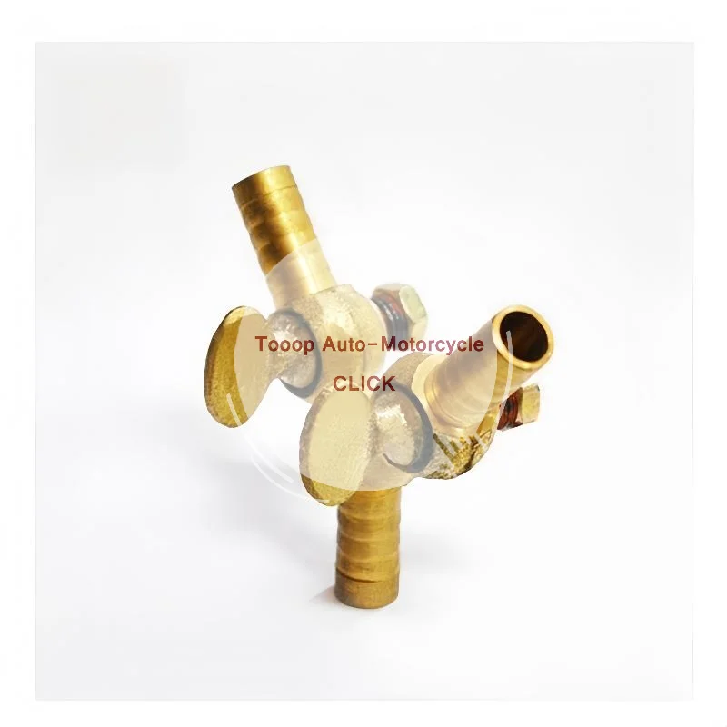 Y Shaped Brass 3 Way Shut Off Valve 8mm 10mm Barbed Fitting for Small Engine Fuel Air Gas Line Control