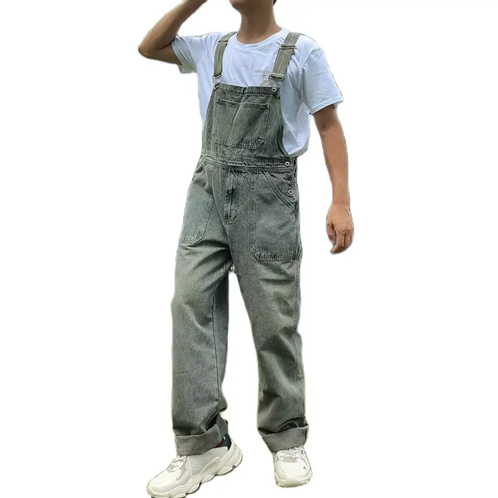 

New Fashion Overalls Pants Men Casual Straight Loose Baggy Denim Trousers Streetwear Hiphop Harem Suspenders Trousers Clothing