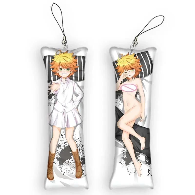 

New Pattern The Promised Neverland Emma Double-Sided Dakimakura Mini Keychain Cute Anime Key Chain Pendant Funny Bag Pendant