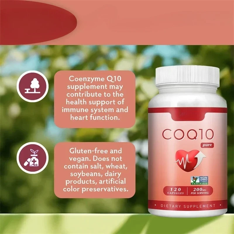 CoQ10 200mg - Antioxidant, Improve Blood Circulation, Blood Pressure Levels, Supports Brain & Heart Health, Energy Production