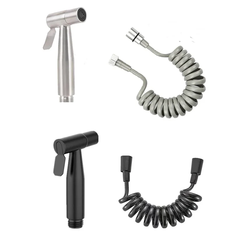 Stainless Steel Bidet Sprayer Handheld Toilet Sprayer with 1.5M Spring Hose & No Drill Holder, High Pressure Bathroom Shattaf